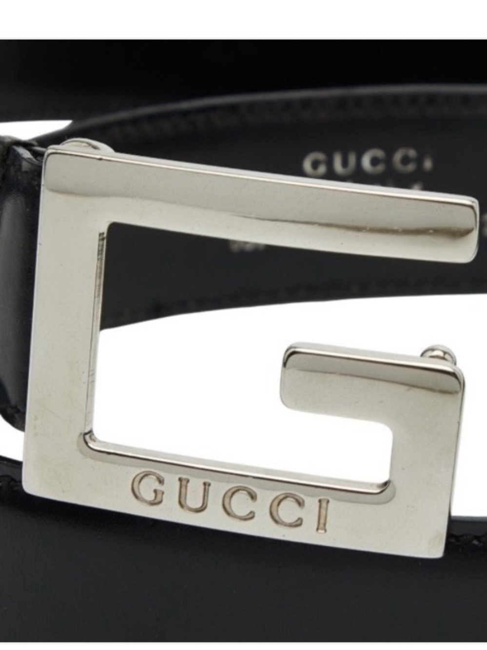 Gucci Black Leather Belt with Silver G Logo Buckle
